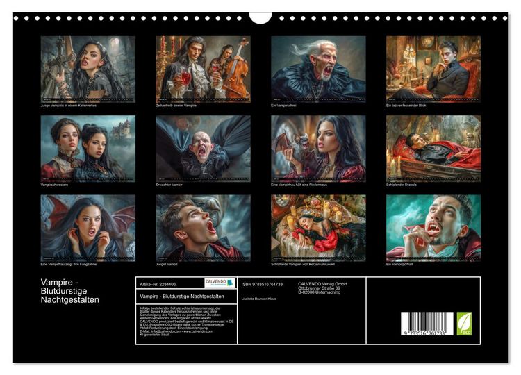 Produktbild: Vampire - Blutdurstige Nachtgestalten (Wandkalender 2027 DIN A3 quer), CALVENDO Monatskalender