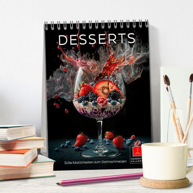Produktbild: Desserts - S&uuml;&szlig;e K&ouml;stlichkeiten zum Dahinschmelzen (Tischkalender 2026 DIN A5 hoch), CALVENDO Monatskalender