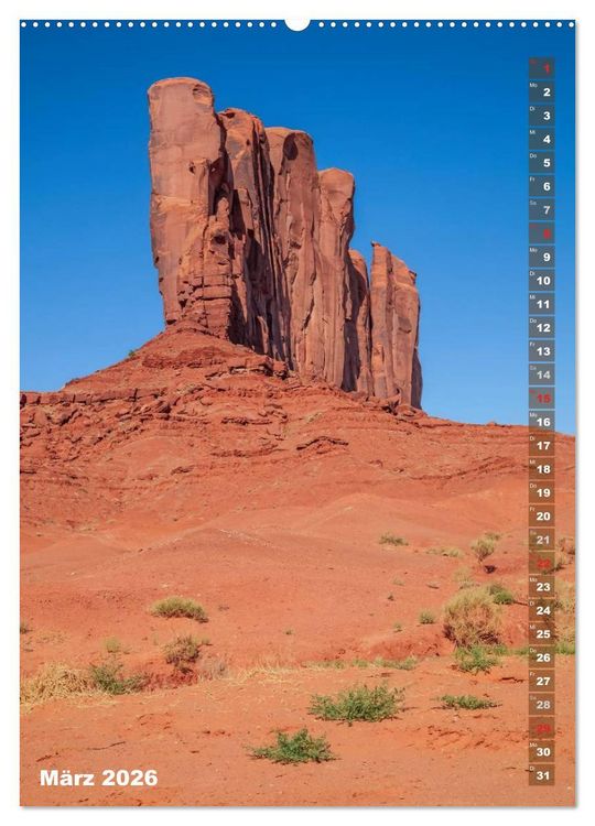 Produktbild: ARIZONA UND UTAH Rote Felsen (hochwertiger Premium Wandkalender 2026 DIN A2 hoch), Kunstdruck in Hochglanz