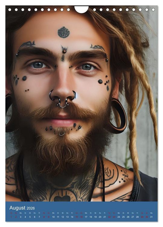 Produktbild: Tattoo und Piercing Men (Wandkalender 2026 DIN A4 hoch), CALVENDO Monatskalender