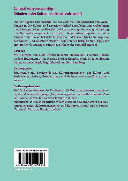 Produktbild: Cultural Entrepreneurship &ndash; Gr&uuml;nden in der Kultur- und Kreativwirtschaft