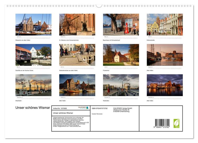 Produktbild: Unser sch&ouml;nes Wismar (hochwertiger Premium Wandkalender 2026 DIN A2 quer), Kunstdruck in Hochglanz