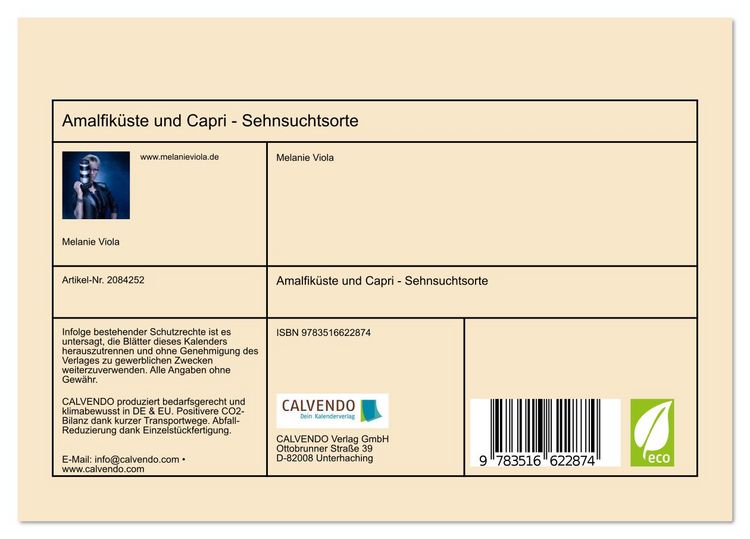 Produktbild: Amalfik&uuml;ste und Capri - Sehnsuchtsorte (Tischkalender 2026 DIN A5 quer), CALVENDO Monatskalender
