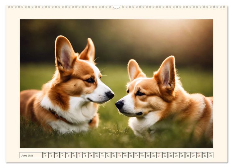 Produktbild: Welsh Corgi Pembroke (High Quality Premium Wall Calendar 2026 DIN A2 landscape),CALVENDO 12 Month Wall Calendar