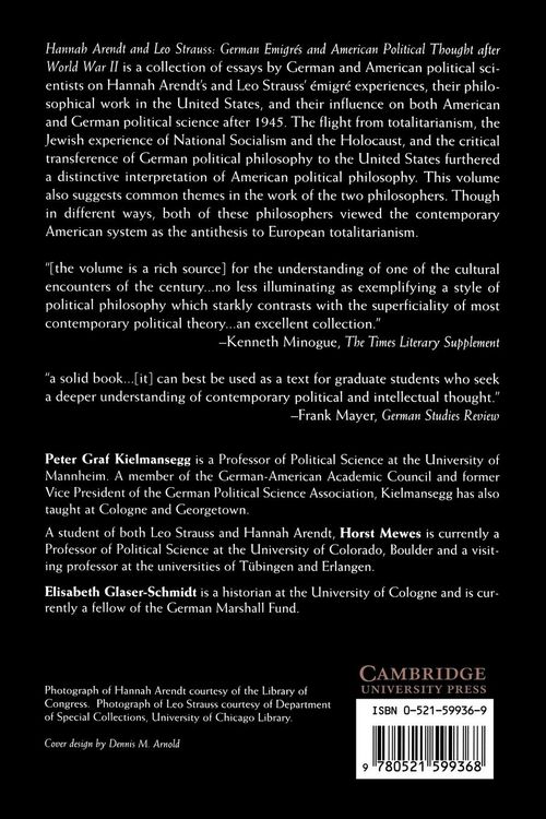 Produktbild: Hannah Arendt and Leo Strauss