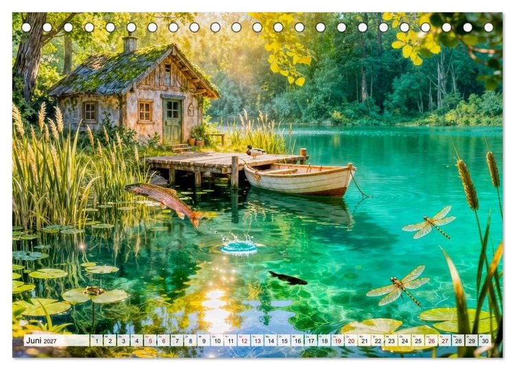 Produktbild: M&auml;rchenhafte Cottages - Waldzauber und versteckte Tiere entdecken! (Tischkalender 2027 DIN A5 quer), CALVENDO Monatskalender