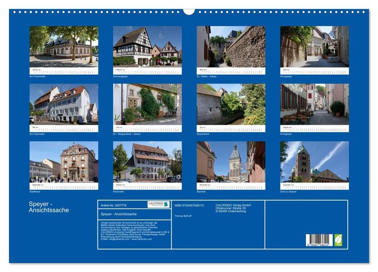 Produktbild: Speyer - Ansichtssache (Wandkalender 2026 DIN A2 quer), CALVENDO Monatskalender