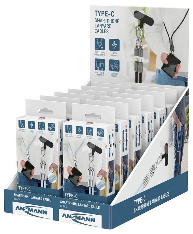 Produktbild: Ansmann USB-C&reg; Kabel USB-C&reg; Stecker 1.2m Blau 1700-0191