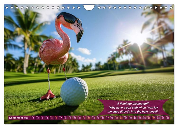Produktbild: Funny charming animals as golf players (Wall Calendar 2026 DIN A4 landscape), CALVENDO 12 Month Wall Calendar