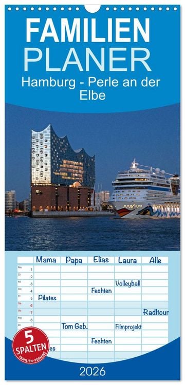 Produktbild: Familienplaner 2026 - Hamburg - Perle an der Elbe mit 5 Spalten (Wandkalender, 21 x 45 cm) CALVENDO