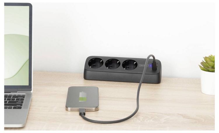 Produktbild: Digitus DA-70625 Tischsteckdose Schwarz Schutzkontakt 1St.