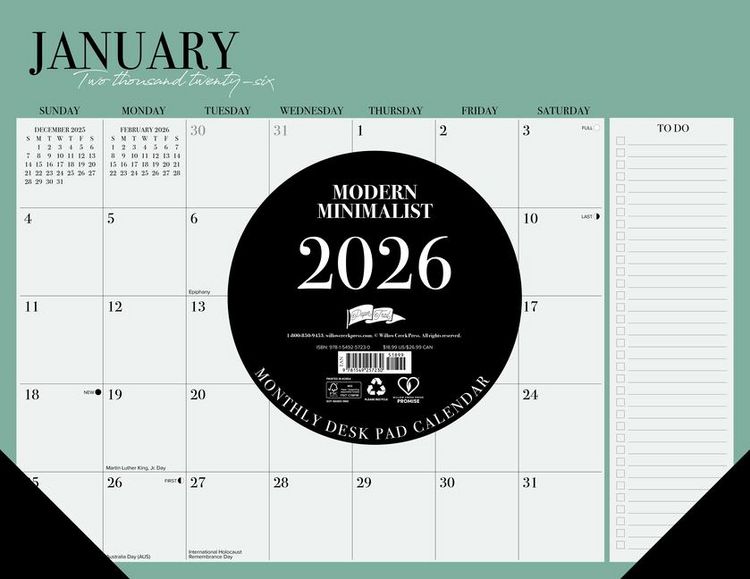 Produktbild: Modern Minimalist 2026 22 X 17 Large Monthly Deskpad