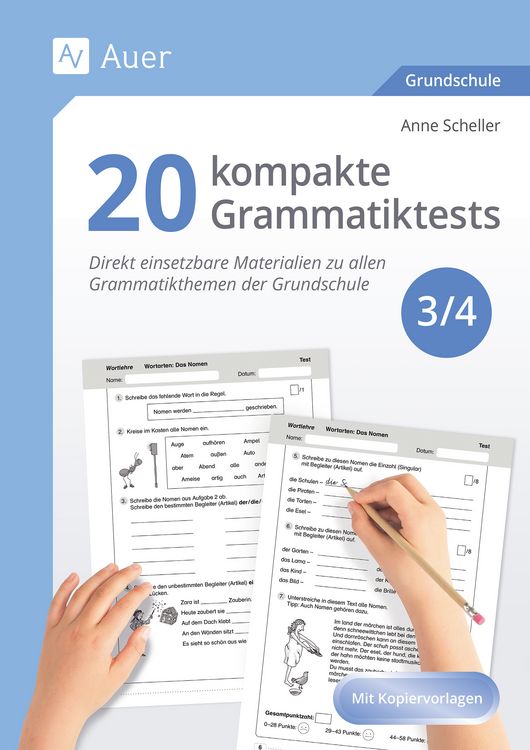 Produktbild: 20 kompakte Grammatiktests f&uuml;r Klasse 3 und 4