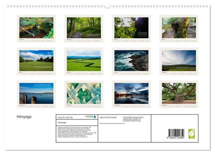 Produktbild: Hirnyoga (hochwertiger Premium Wandkalender 2026 DIN A2 quer), Kunstdruck in Hochglanz