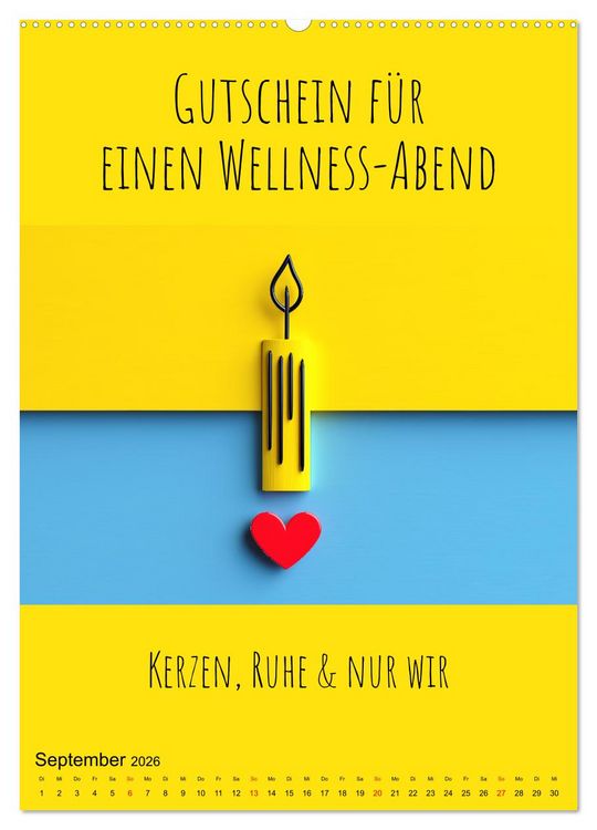 Produktbild: Gutscheinkalender - Gutschein Karten als Geschenk der Liebe (hochwertiger Premium Wandkalender 2026 DIN A2 hoch), Kunstdruck in Hochglanz