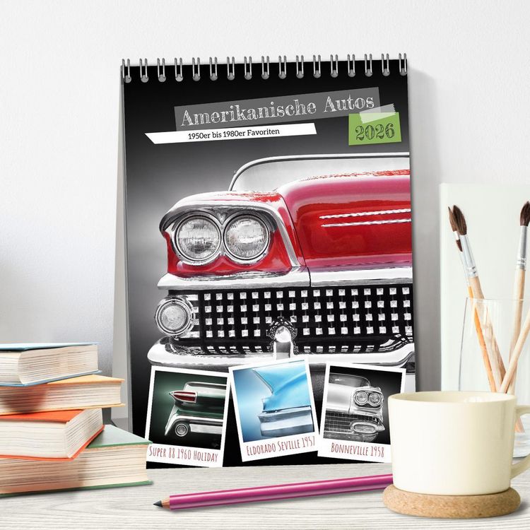 Produktbild: Amerikanische Autos 1950er bis 1980er Favoriten (Tischkalender 2026 DIN A5 hoch), CALVENDO Monatskalender
