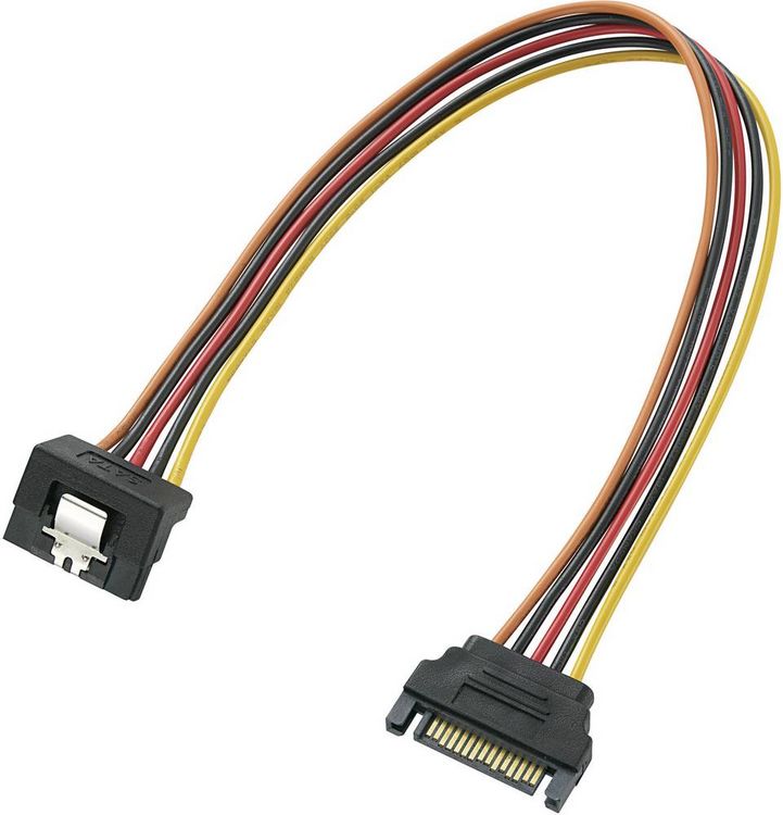 Produktbild: Renkforce Strom Verl&auml;ngerungskabel [1x SATA-Strom-Stecker 15pol. - 1x SATA-Strom-Buchse 15pol.] 0.30 m Schwarz, Rot, Gelb