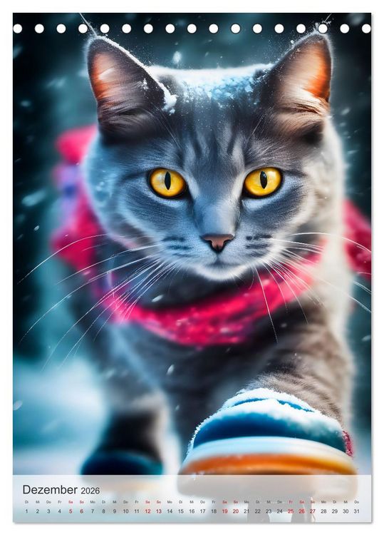 Produktbild: Outdoorsport f&uuml;r Katzen (Tischkalender 2026 DIN A5 hoch), CALVENDO Monatskalender