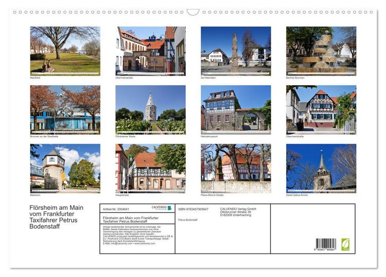 Produktbild: Fl&ouml;rsheim am Main vom Frankfurter Taxifahrer Petrus Bodenstaff (Wandkalender 2026 DIN A2 quer), CALVENDO Monatskalender