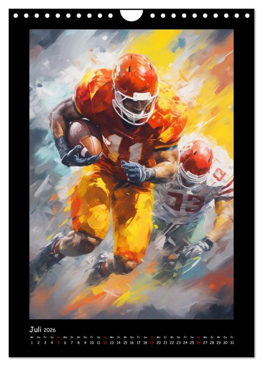 Produktbild: American Football. Paintings (Wandkalender 2026 DIN A4 hoch), CALVENDO Monatskalender