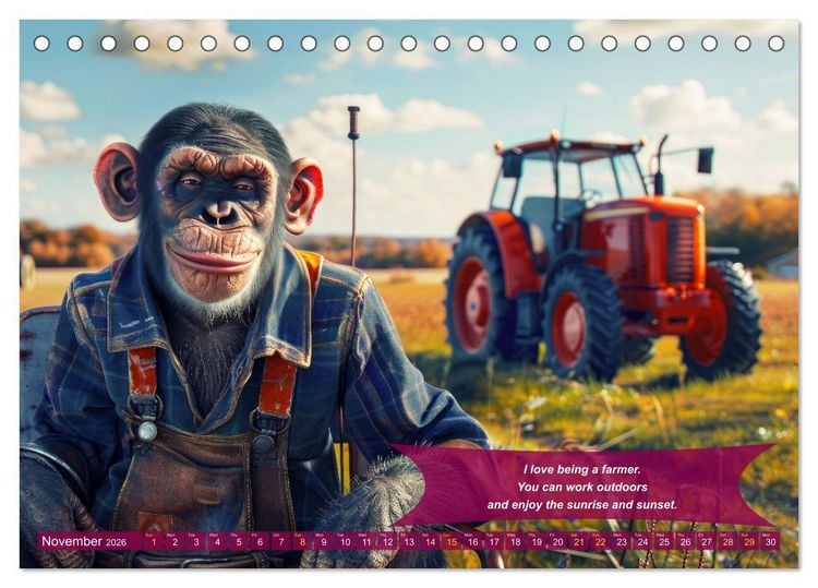 Produktbild: Funny charming animals as farmers (Desk Calendar 2026 DIN A5 landscape), CALVENDO 12 Month DeskCalendar