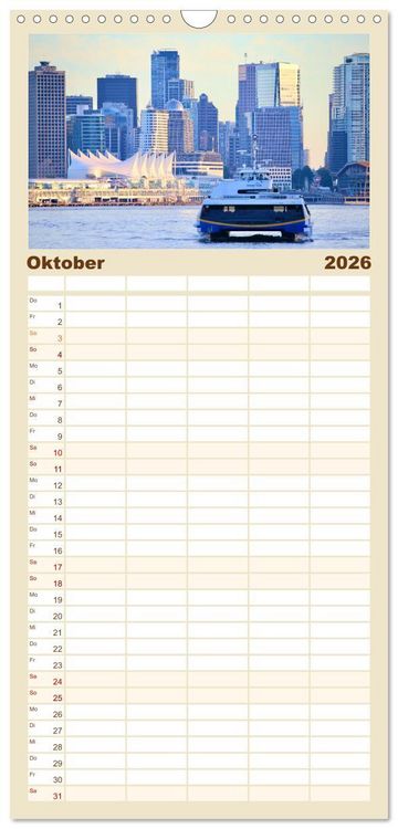 Produktbild: Familienplaner 2026 - 12 Gr&uuml;nde, Vancouver zu lieben. mit 5 Spalten (Wandkalender, 21 x 45 cm) CALVENDO