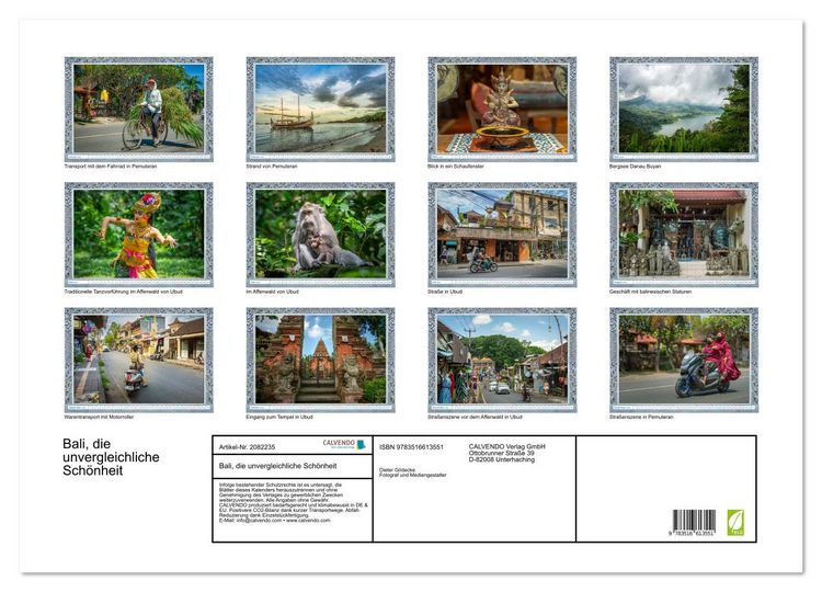 Produktbild: Bali, die unvergleichliche Sch&ouml;nheit (Wandkalender 2026 DIN A2 quer), CALVENDO Monatskalender