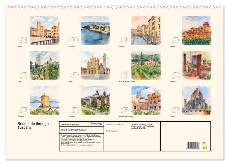 Produktbild: Round trip through Tuscany (Wall Calendar 2027 DIN A2 landscape), CALVENDO 12 Month Wall Calendar