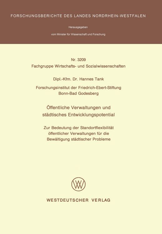 Produktbild: &Ouml;ffentliche Verwaltungen und st&auml;dtisches Entwicklungspotential