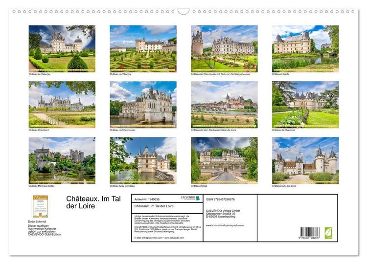 Produktbild: Ch&acirc;teaux. Im Tal der Loire (Wandkalender 2026 DIN A2 quer), CALVENDO Monatskalender