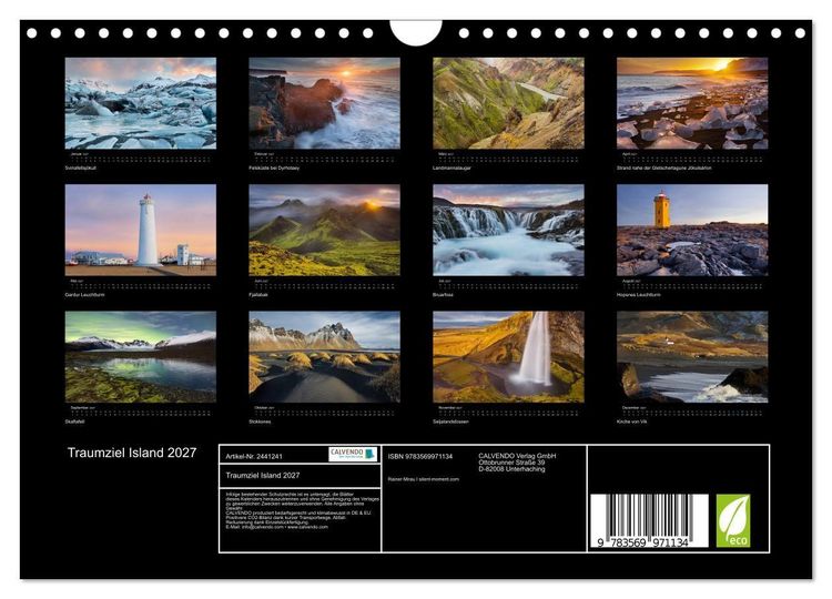 Produktbild: Traumziel Island 2027 (Wandkalender 2027 DIN A4 quer), CALVENDO Monatskalender