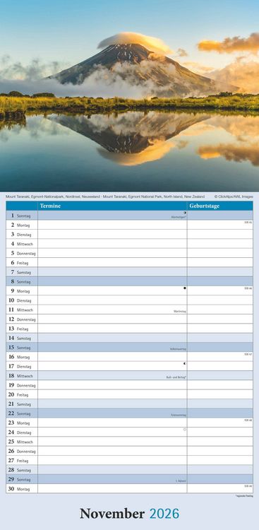 Produktbild: Emotions 2026 - Streifenplaner 22 x45 cm - mit einer Spalte für Eintragungen und einer für Geburtstage - Familienkalender - Familienplaner - Achtsamke