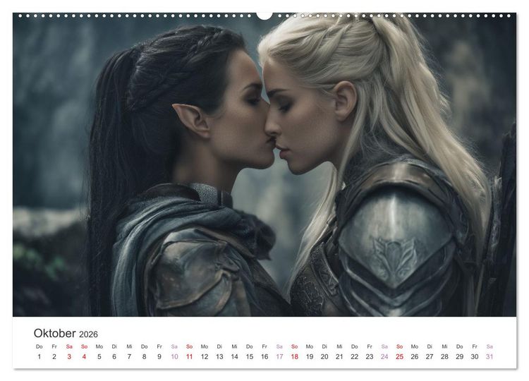 Produktbild: Von Elfen, Drachen und Zauberern - Ein Blick in fantastische Welten (hochwertiger Premium Wandkalender 2026 DIN A2 quer), Kunstdruck in Hochglanz