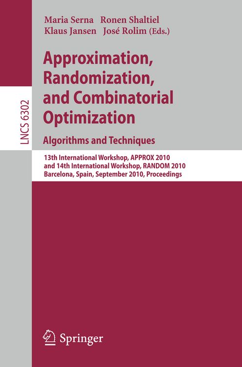 Produktbild: Approximation, Randomization, and Combinatorial Optimization. Algorithms and Techniques