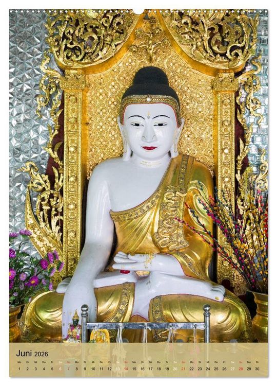 Produktbild: BUDDHA in GOLD (Wandkalender 2026 DIN A2 hoch), CALVENDO Monatskalender