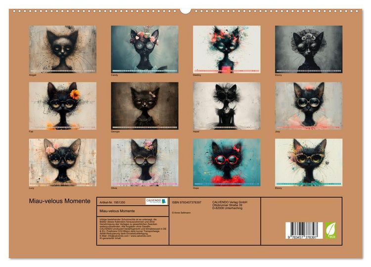 Produktbild: Miau-velous Momente (hochwertiger Premium Wandkalender 2026 DIN A2 quer), Kunstdruck in Hochglanz