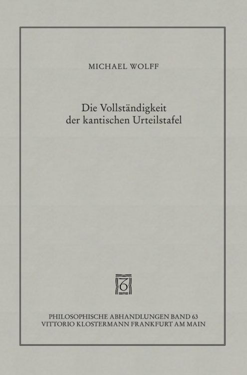 Produktbild: Die Vollst&auml;ndigkeit der kantischen Urteilstafel