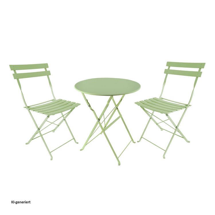 Produktbild: HTI-Living Bistro Sitzgruppe Metall Gr&uuml;n klappbar Tisch mit 2 St&uuml;hlen Balkon Set