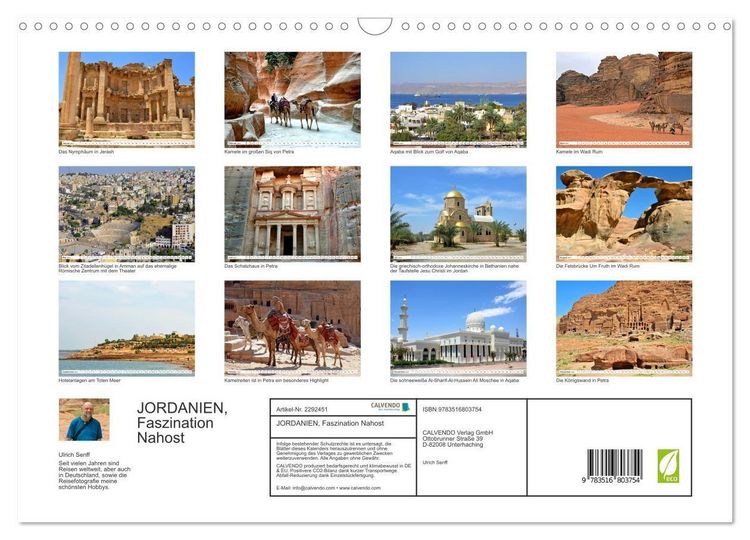 Produktbild: JORDANIEN, Faszination Nahost (Wandkalender 2027 DIN A3 quer), CALVENDO Monatskalender