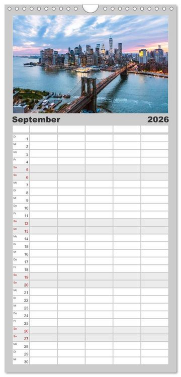 Produktbild: Familienplaner 2026 - New York City - Atemberaubende Ansichten mit 5 Spalten (Wandkalender, 21 x 45 cm) CALVENDO