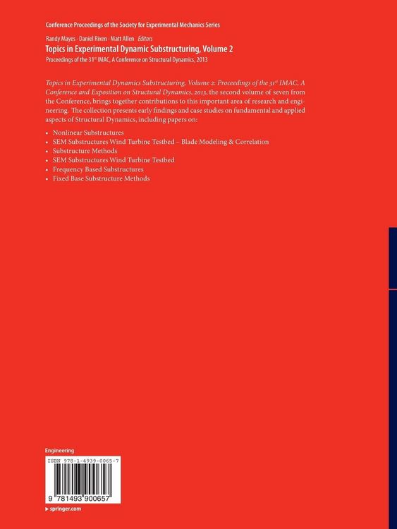 Produktbild: Topics in Experimental Dynamic Substructuring, Volume 2