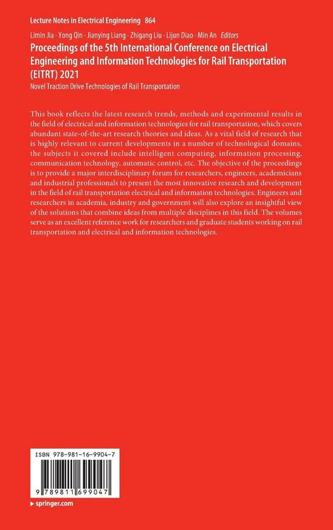 Produktbild: Proceedings of the 5th International Conference on Electrical Engineering and Information Technologies for Rail Transportation (EITRT) 2021
