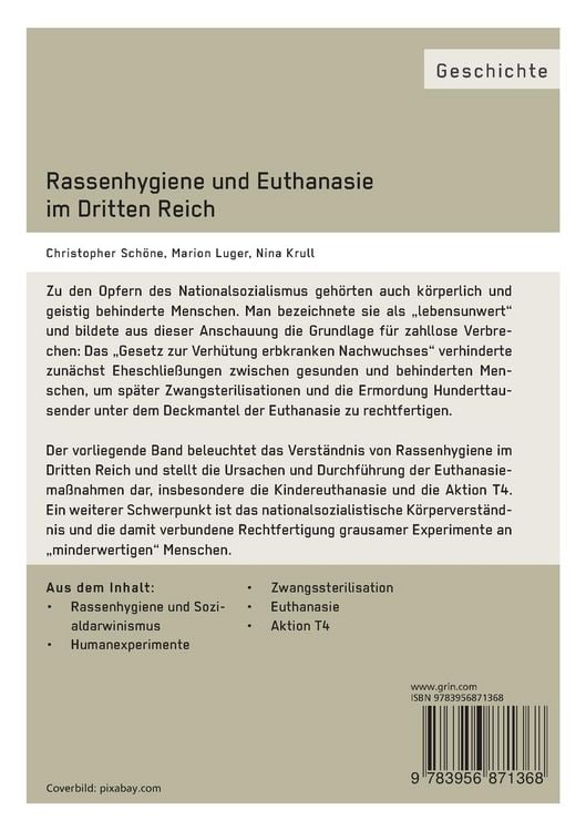Produktbild: Rassenhygiene und Euthanasie im Dritten Reich