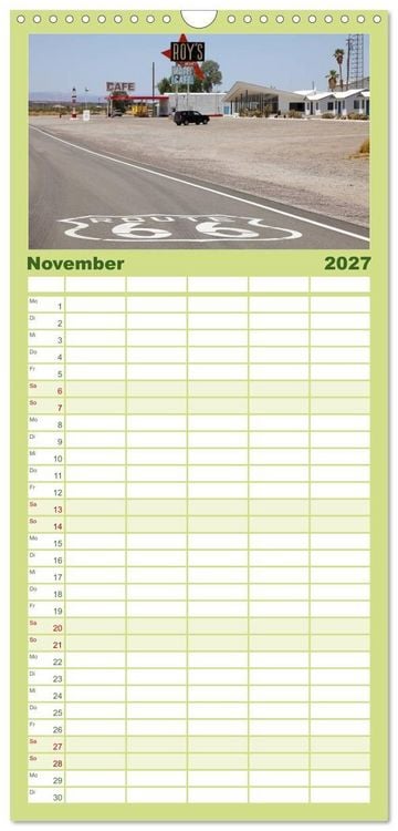 Produktbild: Familienplaner 2027 - Route 66 im S&uuml;dwesten mit 5 Spalten (Wandkalender, 21 x 45 cm) CALVENDO
