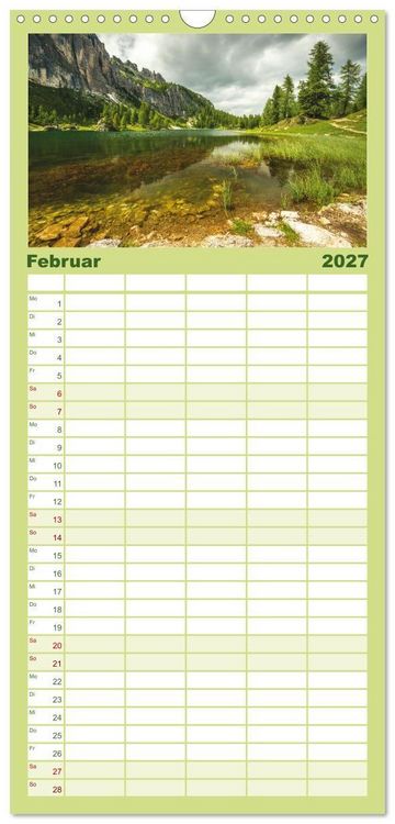 Produktbild: Familienplaner 2027 - Alpensee - Wunder der Natur mit 5 Spalten (Wandkalender, 21 x 45 cm) CALVENDO