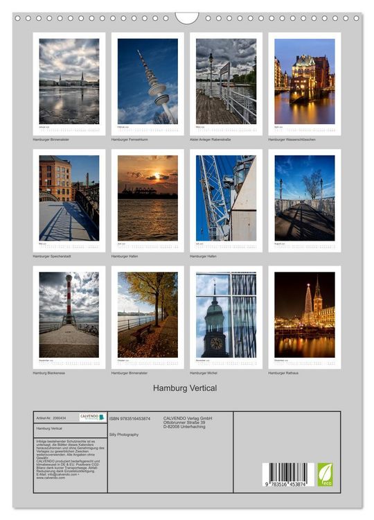 Produktbild: Hamburg Vertical (Wandkalender 2026 DIN A3 hoch), CALVENDO Monatskalender
