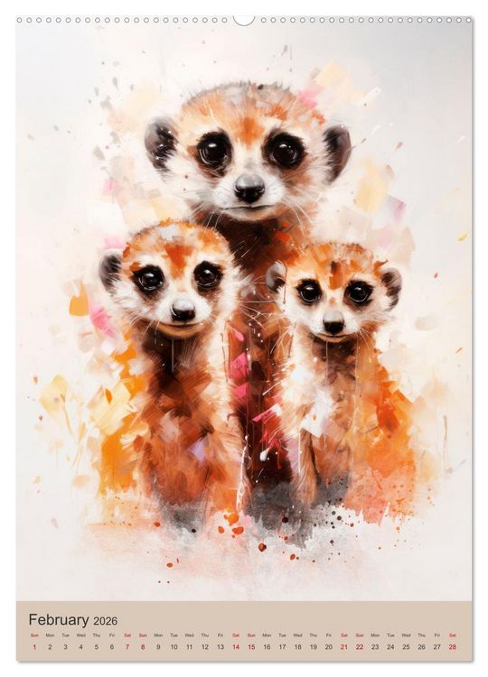 Produktbild: Cute animal families (High Quality Premium Wall Calendar 2026 DIN A2 portrait),CALVENDO 12 Month Wall Calendar