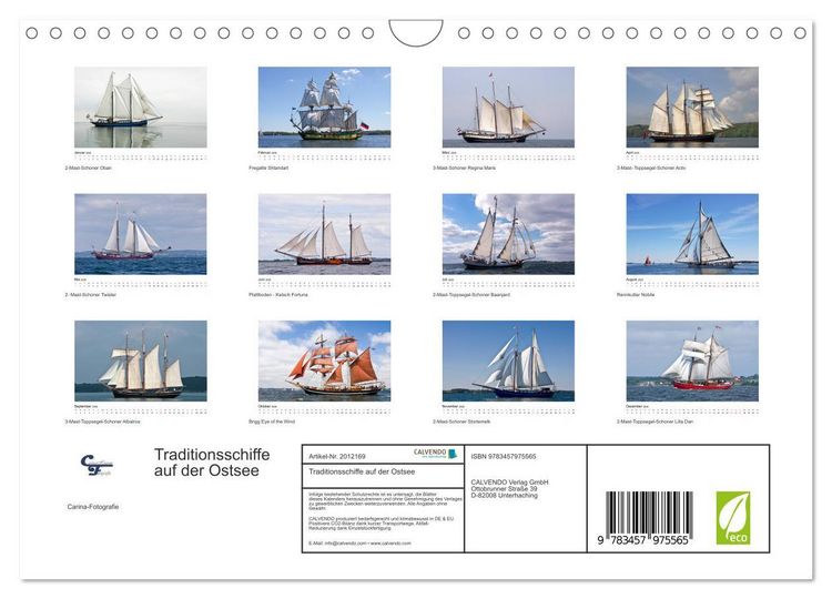 Produktbild: Traditionsschiffe auf der Ostsee (Wandkalender 2026 DIN A4 quer), CALVENDO Monatskalender