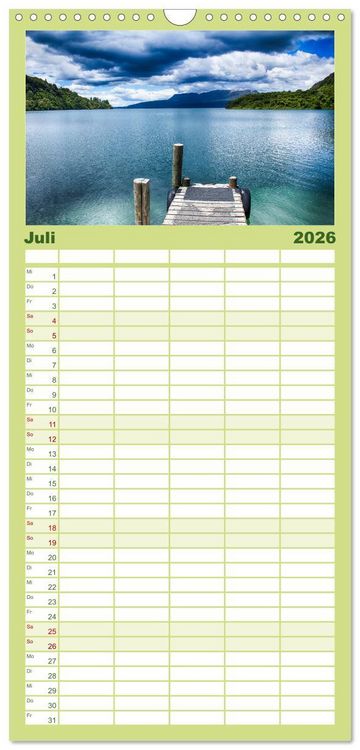 Produktbild: Familienplaner 2026 - Neuseeland - Die sch&ouml;nsten Orte am anderen Ende der Welt mit 5 Spalten (Wandkalender, 21 x 45 cm) CALVENDO