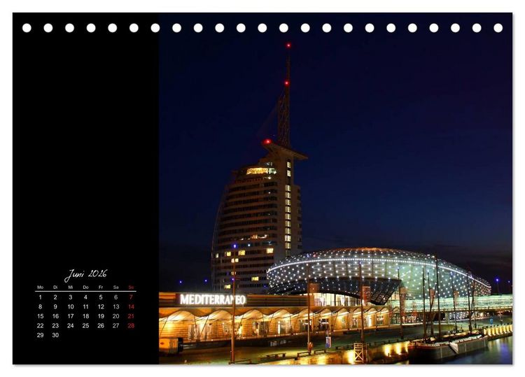 Produktbild: Bremerhaven Nights (Tischkalender 2026 DIN A5 quer), CALVENDO Monatskalender